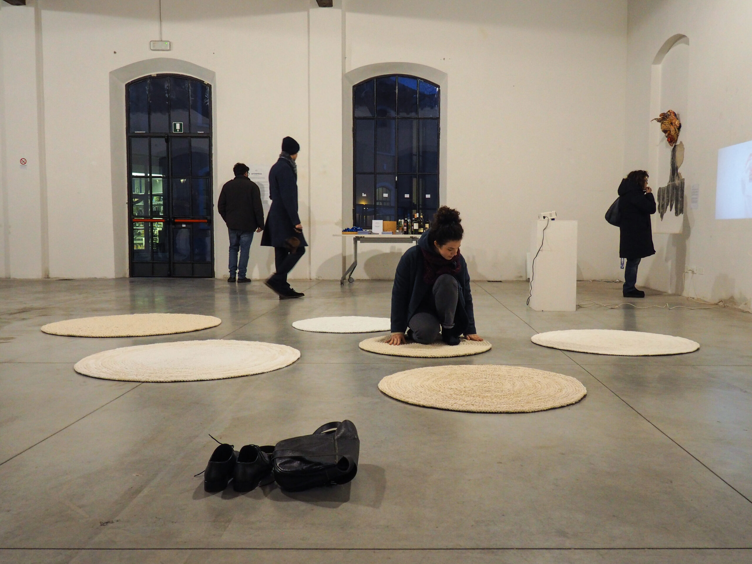 Exhibition view, “Arteimpresa”, curated by Erica Romano and Silvia Bellotti, Sala Campolmi, Museo del Tessuto, Prato, 2020